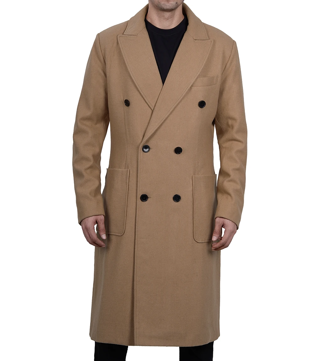 Beige Wool Coat for Men