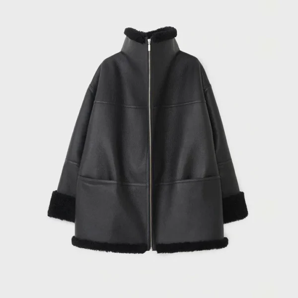 Womens B3 RAF Black Shearling Leather Jacket