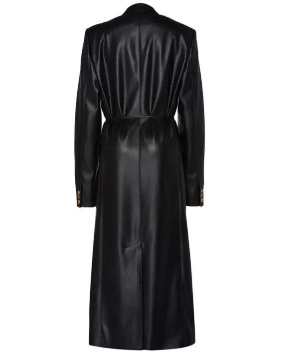 Womens Black Leather Trench Coat