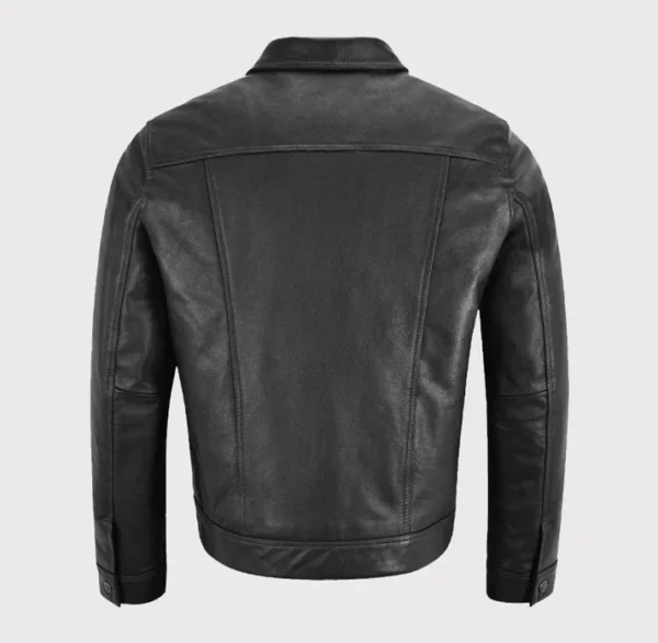 Classic Black Trucker Western Leather Jacket