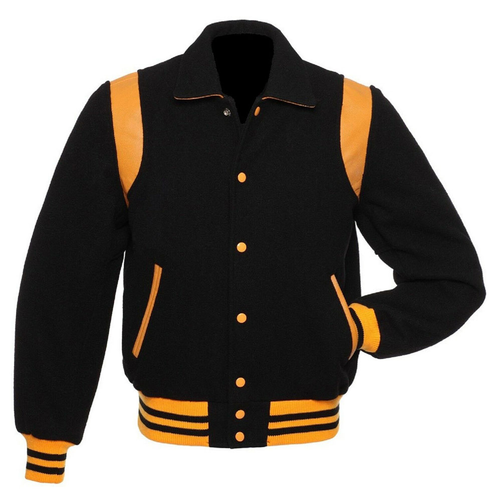 Black Wool Gold Leather