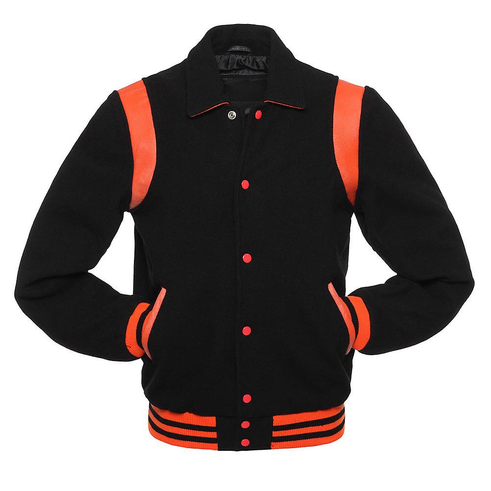 Black Wool Orange Leather