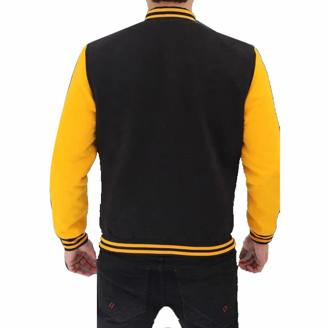 Mens Black And Yellow Varsity Jacket