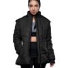 Paola Black Hooded Puffer Jacket with Faux-Fur Trim