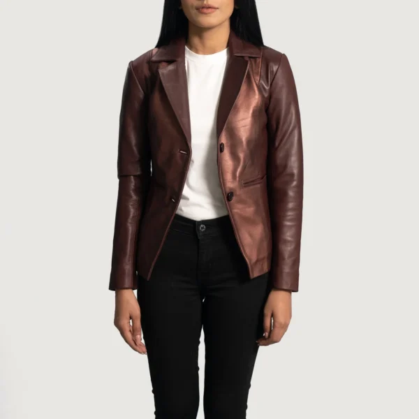 Bold leather fashion blazer