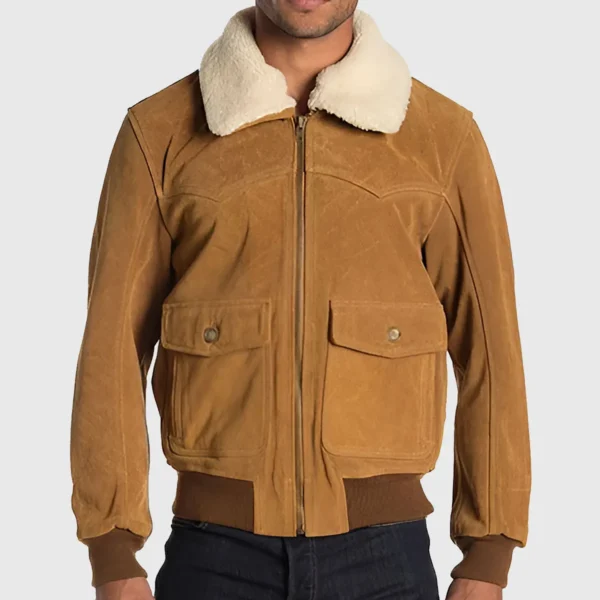 Brown G-1 Suede Bomber Jacket for Men
