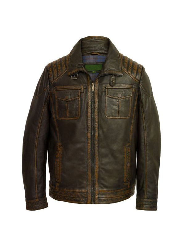 Brown Leather Trucker Jacket