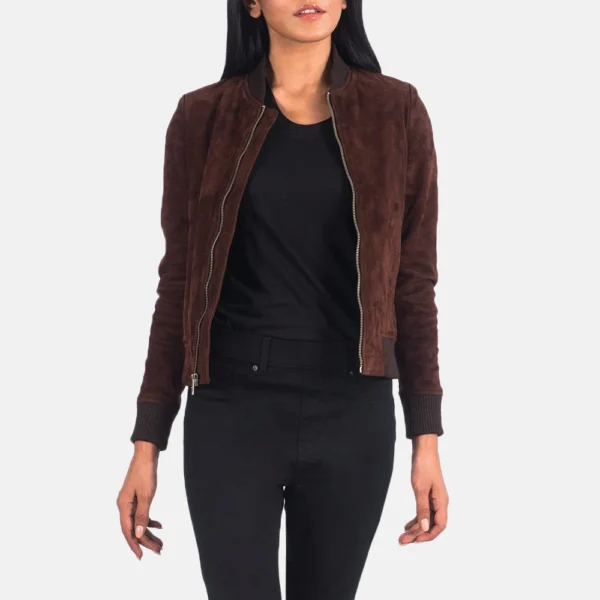 Brown Suede Bomber Jacket