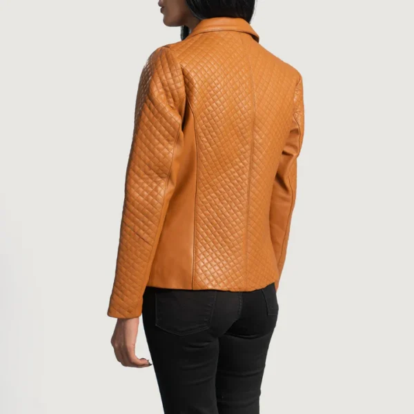 Brown leather quilted blazer