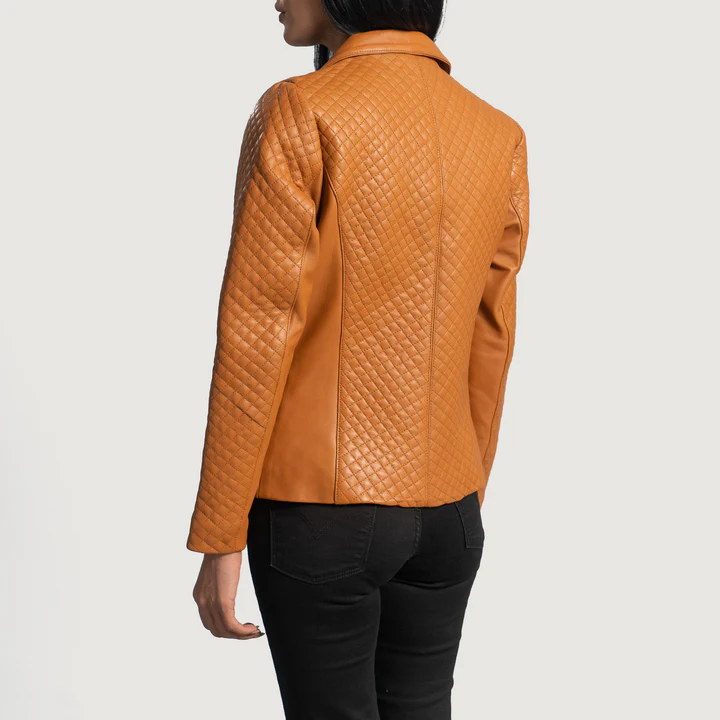Brown Quilted Leather Blazer