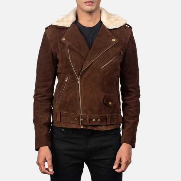 Brown suede biker jacket