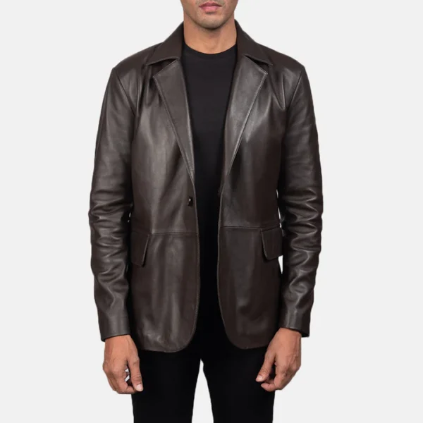 Brown tailored leather coat