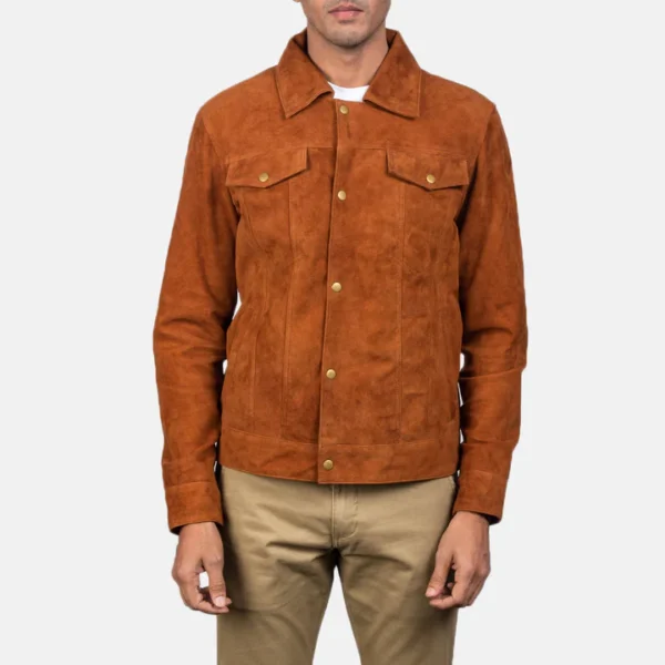 Brown trucker jacket for men