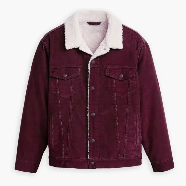 Burgundy Sherpa Trucker Western Jacket