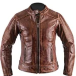 Men Brown Distressed Cafe Racer Jacket For Men