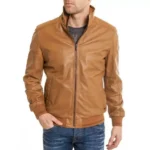 Mens Casual Bomber Camel Brown Jacket