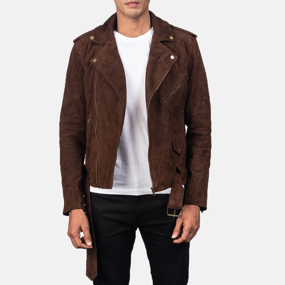 Mocha Suede Biker Jacket