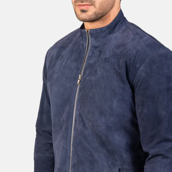 Charcoal blue suede biker jacket
