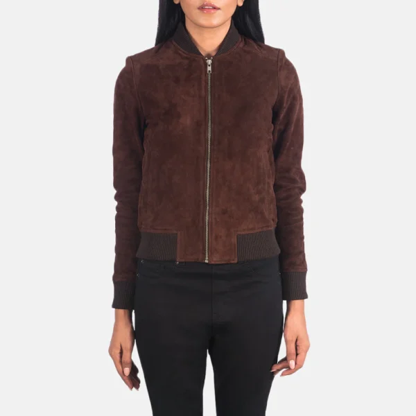 Brown Suede Bomber Jacket