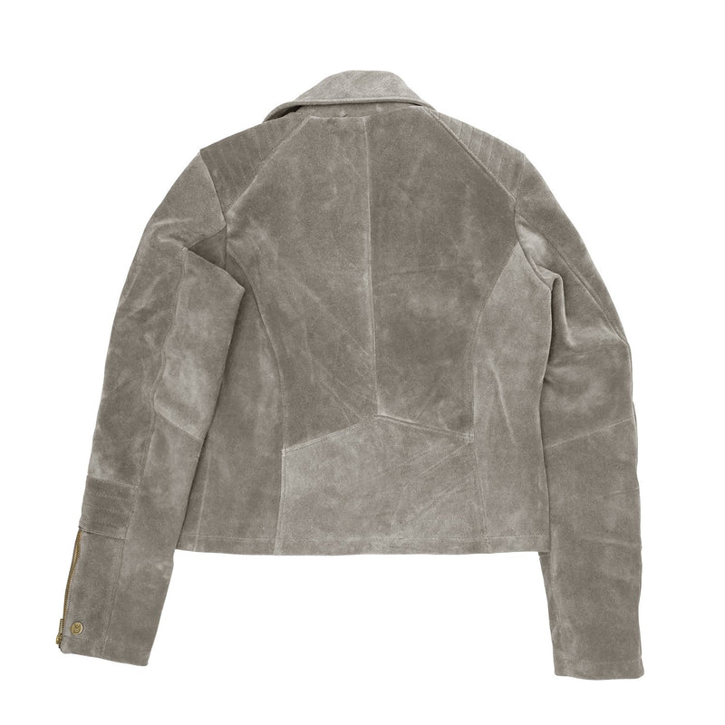 Women Suede Biker Grey Jacket