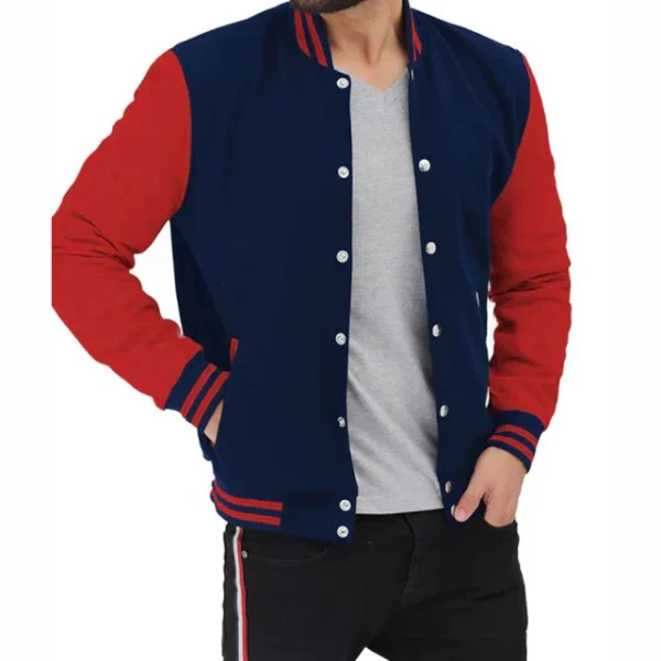 Mens Red And Blue Varsity Baseball Jacket
