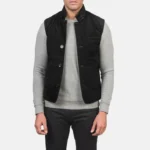 Mens Tony Black Suede Vest