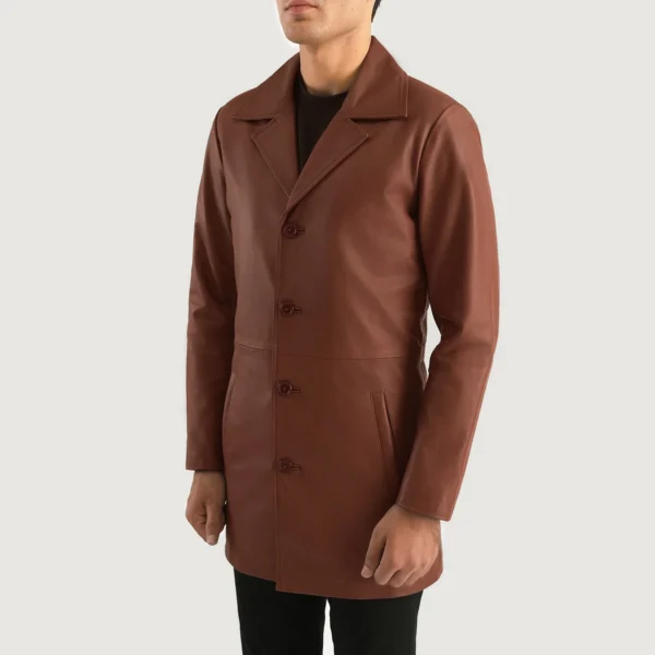 Classic brown leather outerwear