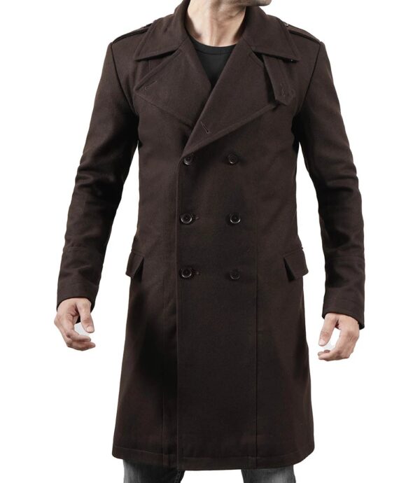 Chocolate Brown Wool Coat for Men