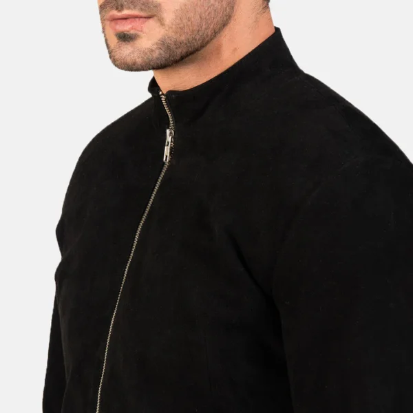 Classic suede biker coat