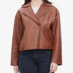 Womens Cognac Moto Leather Jacket