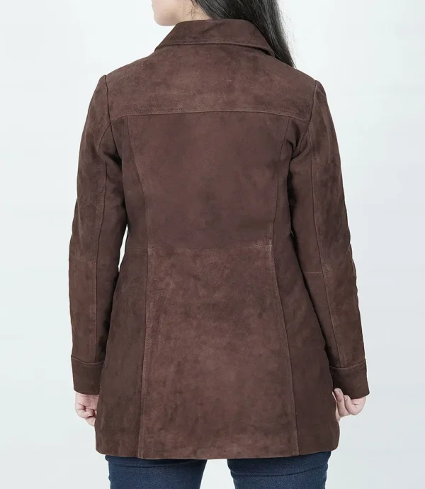 Womens Dark Brown Suede Coat