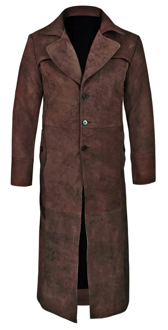 Mens Dark Snuff Leather Duster Coat