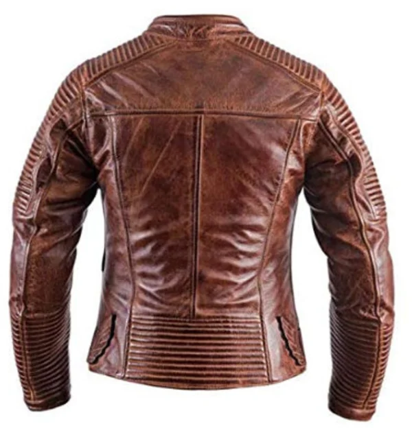 Distressed leather cafe racer jacket