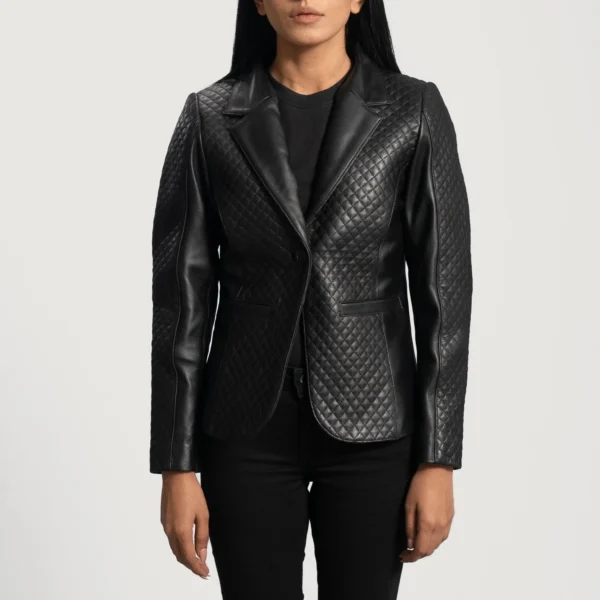 Elegant black leather blazer