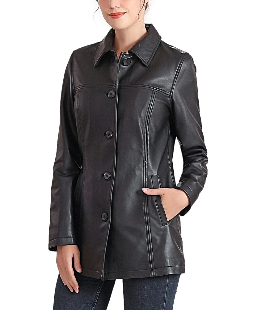 Womens Evie Leather Car Coat