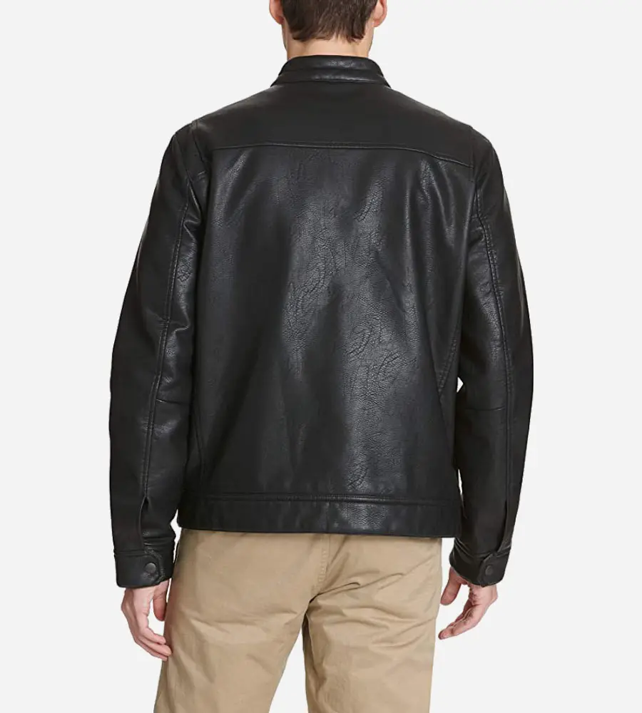 Mens Faux Leather Racer Jacket by Dockers