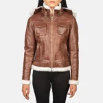 Fiona Brown Hooded Shearling Leather Jacket
