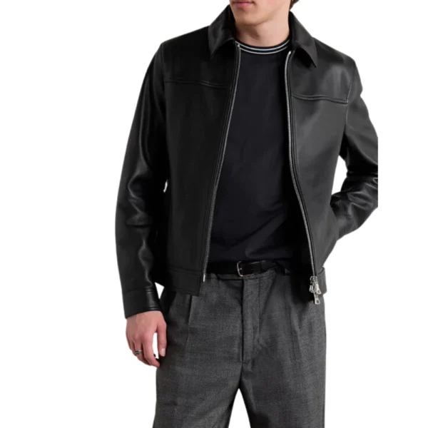 Full-grain leather outerwear for men