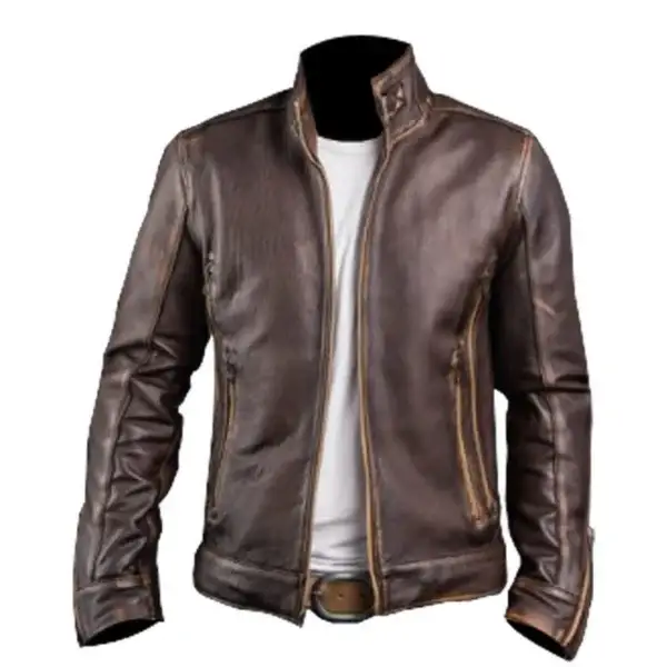 Cowhide Cafe Racer Leather Jacket