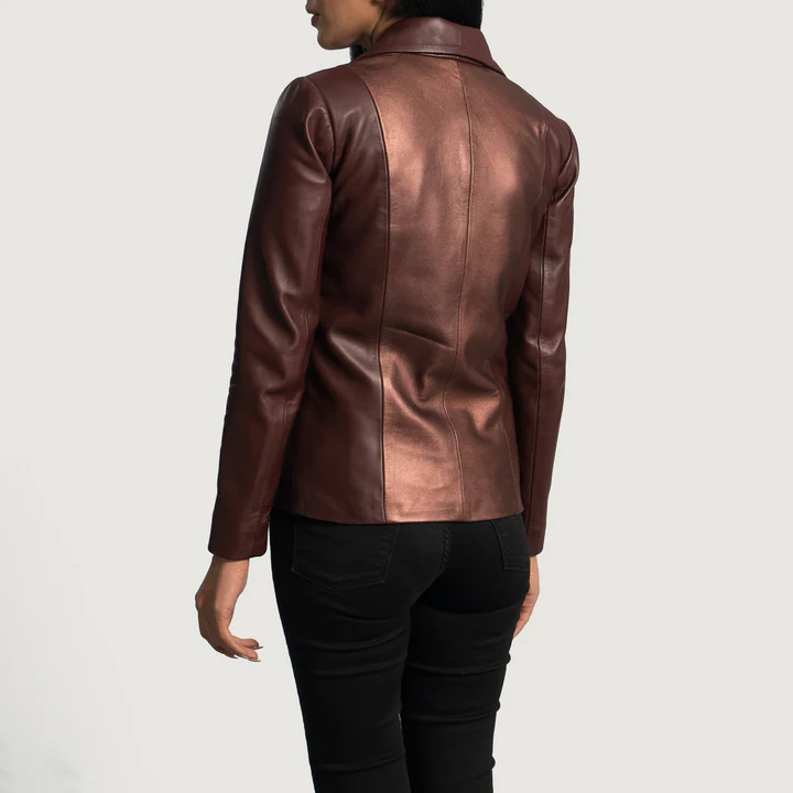 Maroon Leather Blazer