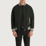 Mens Pascal Suede Green Varsity Jacket