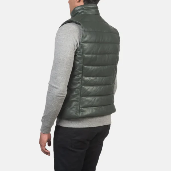 Green puffer vest for winter