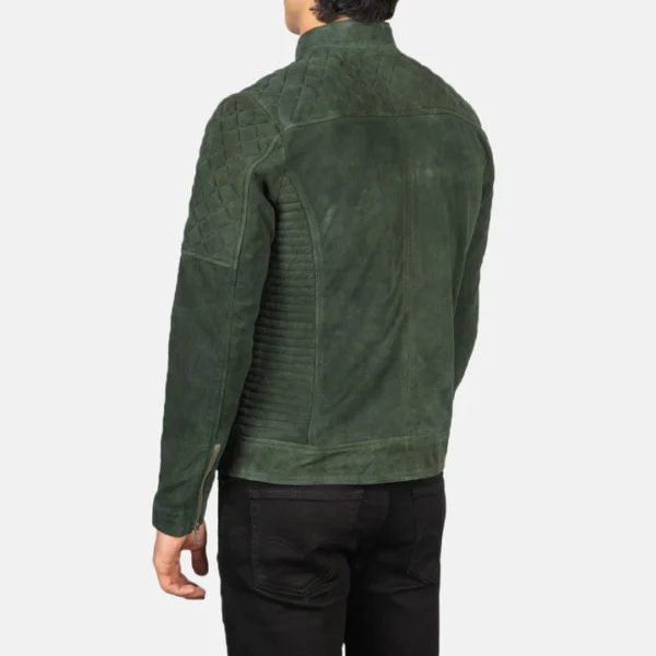 Green suede moto jacket
