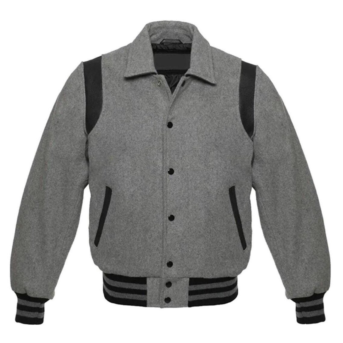 Grey Wool Black Leather