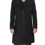 Long Black Wool Coat for Men – Hooded Design for Cold Weather