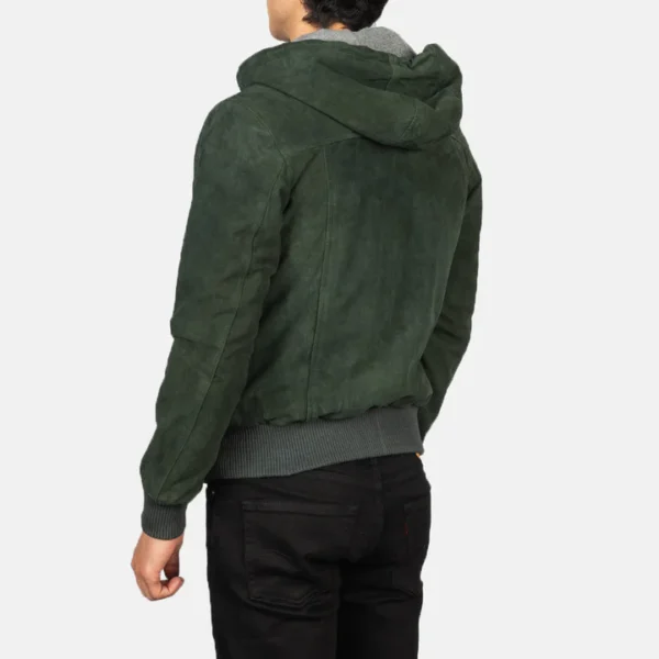 Hooded suede men’s bomber jacket