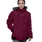 Jasmine Maroon Puffer Jacket – Faux Fur Hood for Extra Warmth