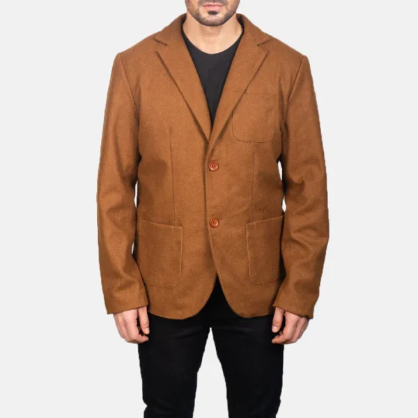 Khaki tailored wool blazer