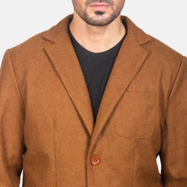 Khaki wool blazer for men