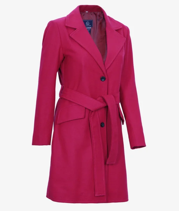 Kristi Women's Pink Wool Wrap Coat